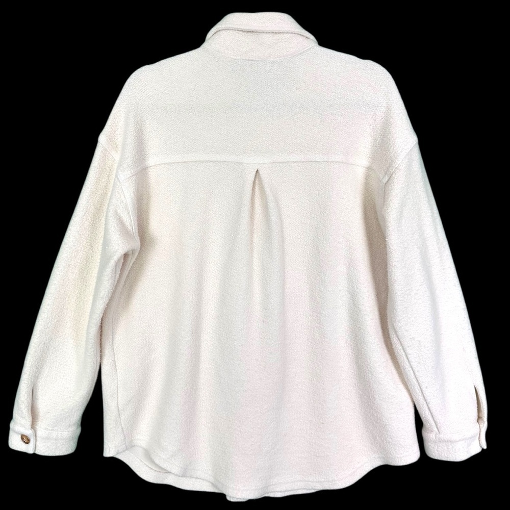 Monrow Revolve Cream Teddy‎ Fleece Boucle Cotton Shacket Jacket Womens Size M - Picture 4 of 15